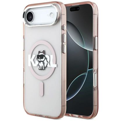 Funda MagSafe para Apple iPhone 17 Air, Karl Lagerfeld, IML Sketch Logo Choupette, Rosa.