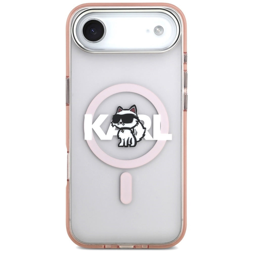 Funda MagSafe para Apple iPhone 17 Air, Karl Lagerfeld, IML Sketch Logo Choupette, Rosa.