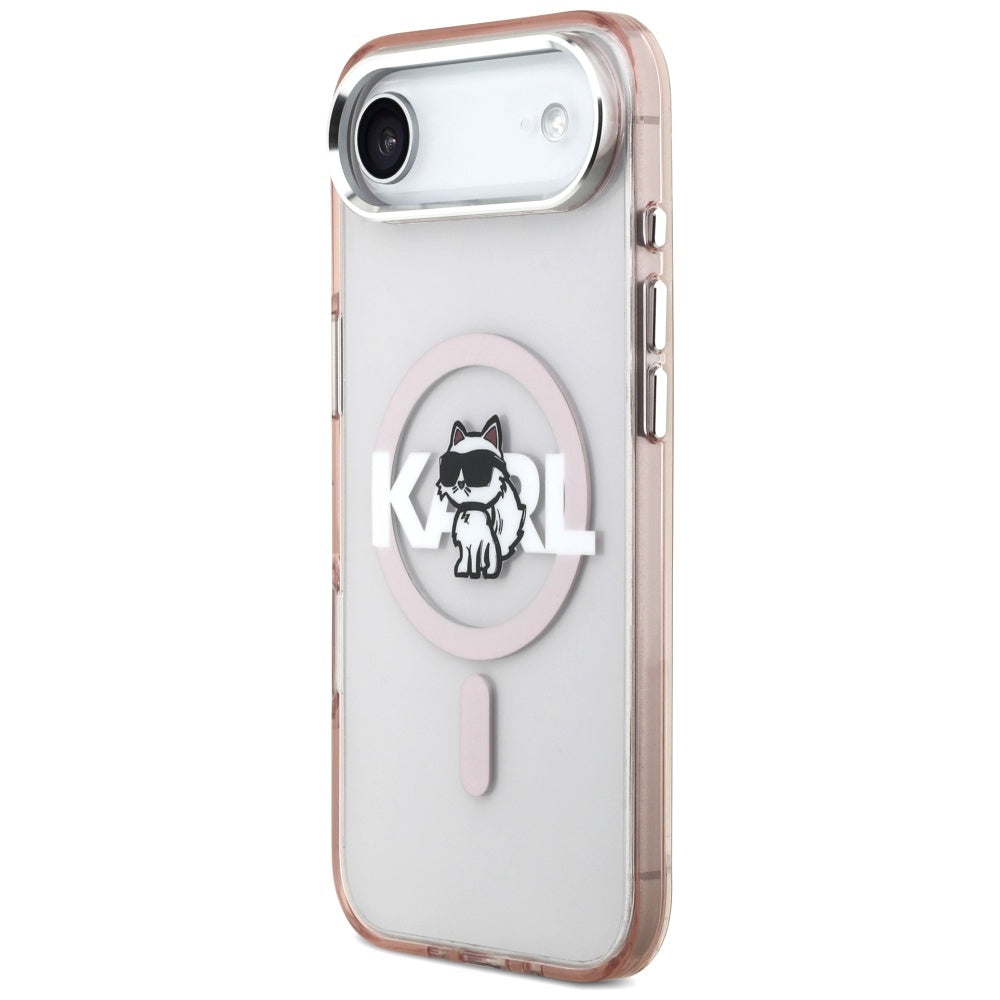 Funda MagSafe para Apple iPhone 17 Air, Karl Lagerfeld, IML Sketch Logo Choupette, Rosa.