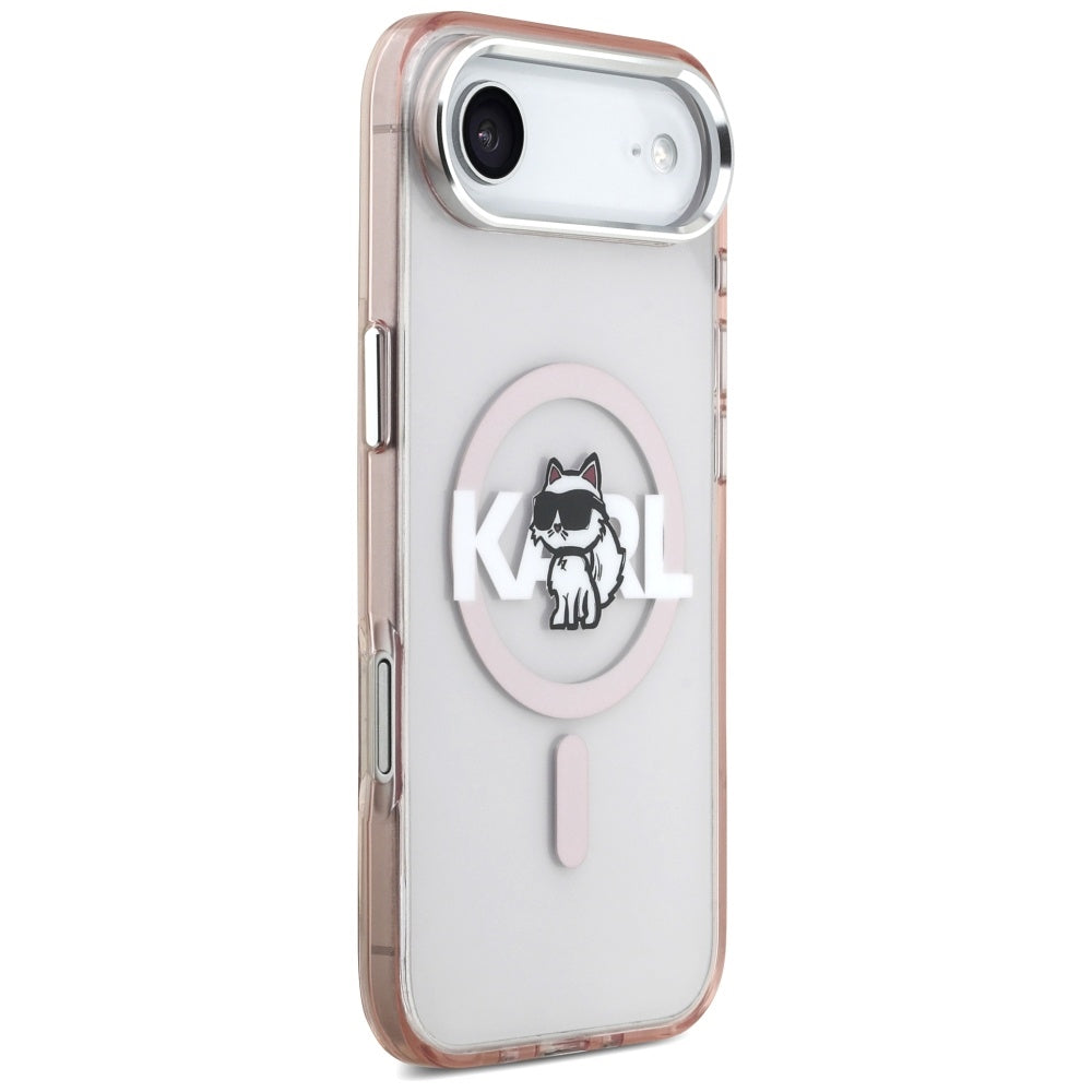 Funda MagSafe para Apple iPhone 17 Air, Karl Lagerfeld, IML Sketch Logo Choupette, Rosa.