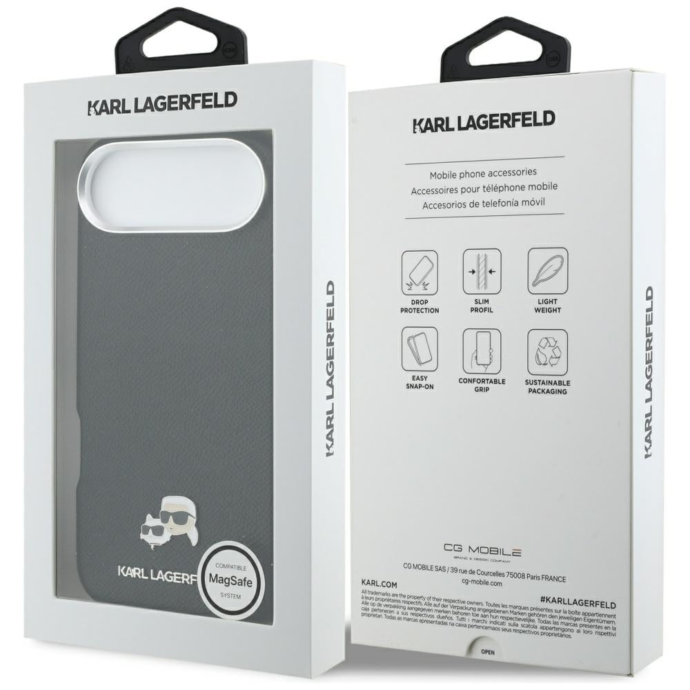 Funda MagSafe para Apple iPhone 17 Air, Karl Lagerfeld, Karl & Choupette Head's Pin, Negra