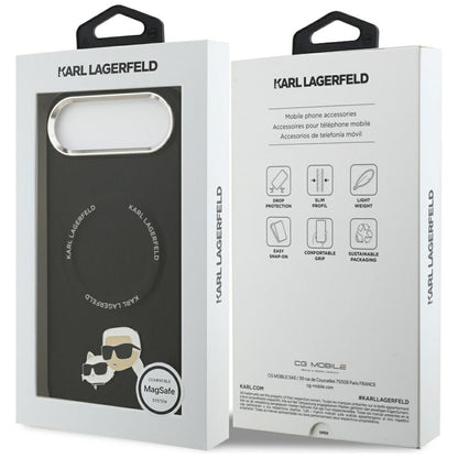 Funda MagSafe para Apple iPhone 17 Air, Karl Lagerfeld, Karl & Choupette Pins, Negra