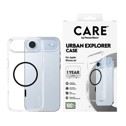 Funda MagSafe para Apple iPhone 17 Air, PanzerGlass, Care Urban Explorer, Transparente Negra