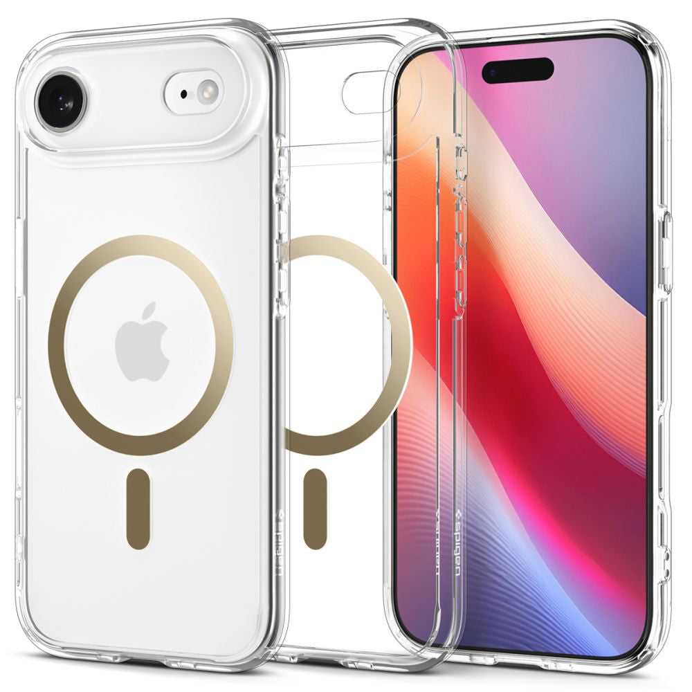 Funda MagSafe para Apple iPhone 17 Air, Spigen, Ultra Hybrid, Dorada Transparente
