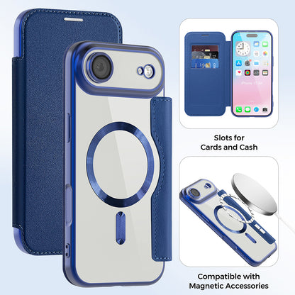 Funda MagSafe para Apple iPhone 17 Air, Techsuit, SmartMag Book, Azul