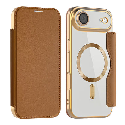 Funda MagSafe para Apple iPhone 17 Air, Techsuit, SmartMag Book, Marrón