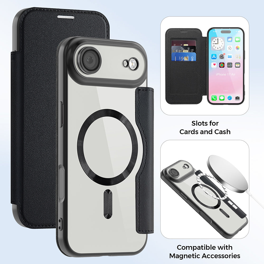 Funda MagSafe para Apple iPhone 17 Air, Techsuit, SmartMag Book, Negra