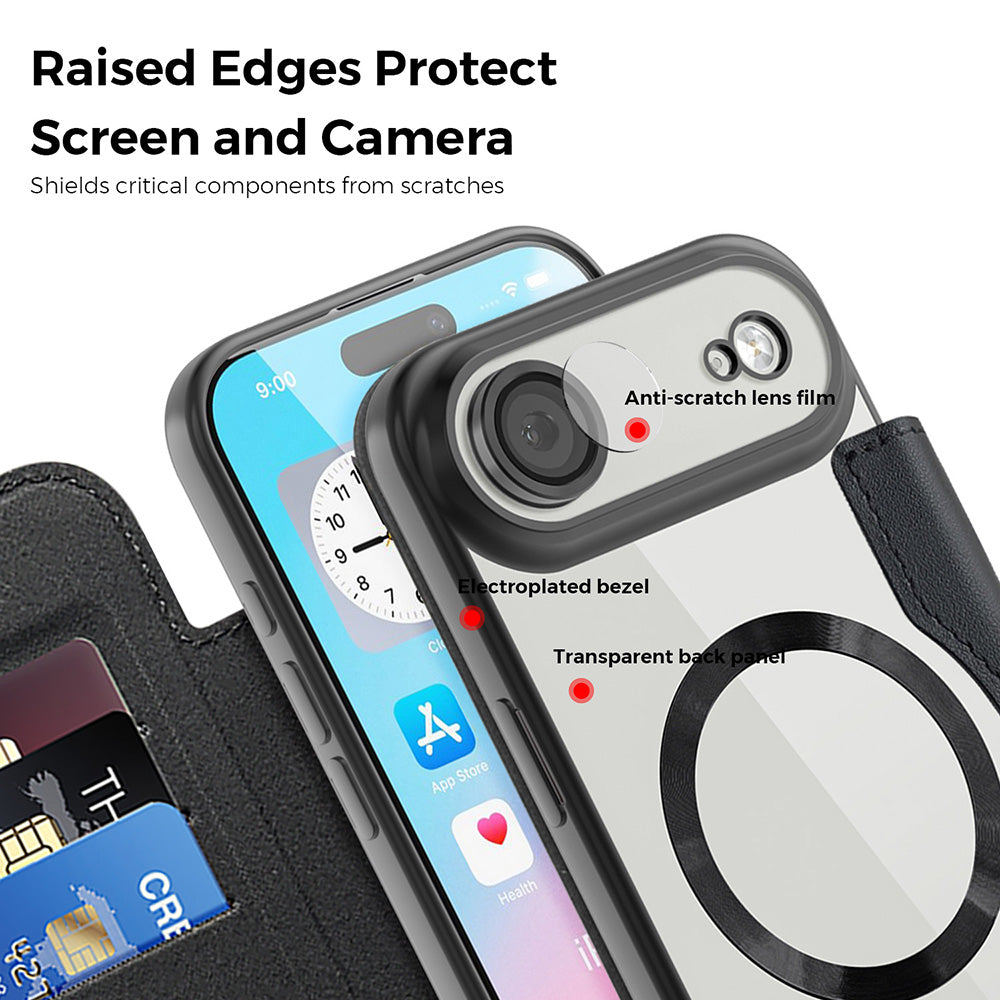 Funda MagSafe para Apple iPhone 17 Air, Techsuit, SmartMag Book, Negra