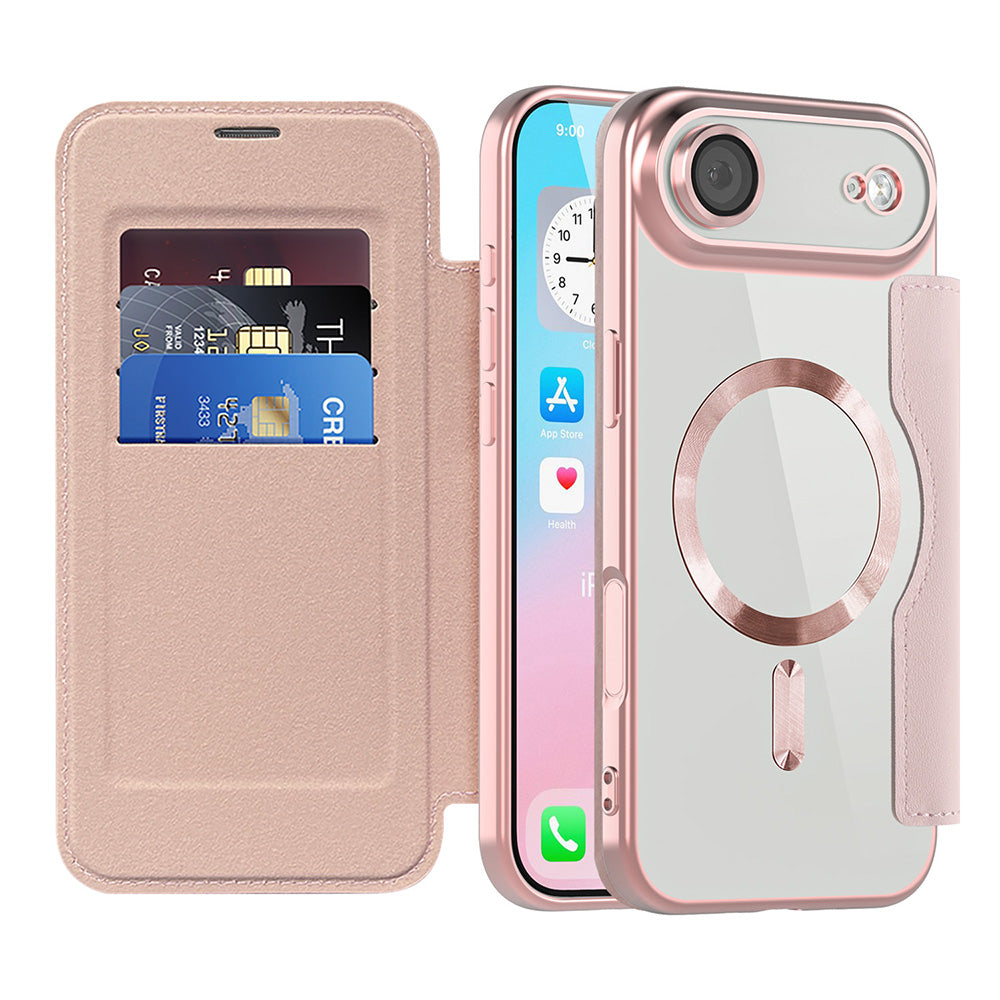 Funda MagSafe para Apple iPhone 17 Air, Techsuit, SmartMag Book, Rosa