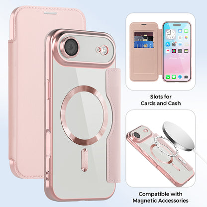 Funda MagSafe para Apple iPhone 17 Air, Techsuit, SmartMag Book, Rosa
