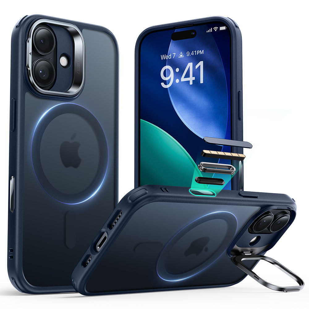 Funda MagSafe para Apple iPhone 17, ESR, Classic Hybrid Kickstand, Azul Satinado