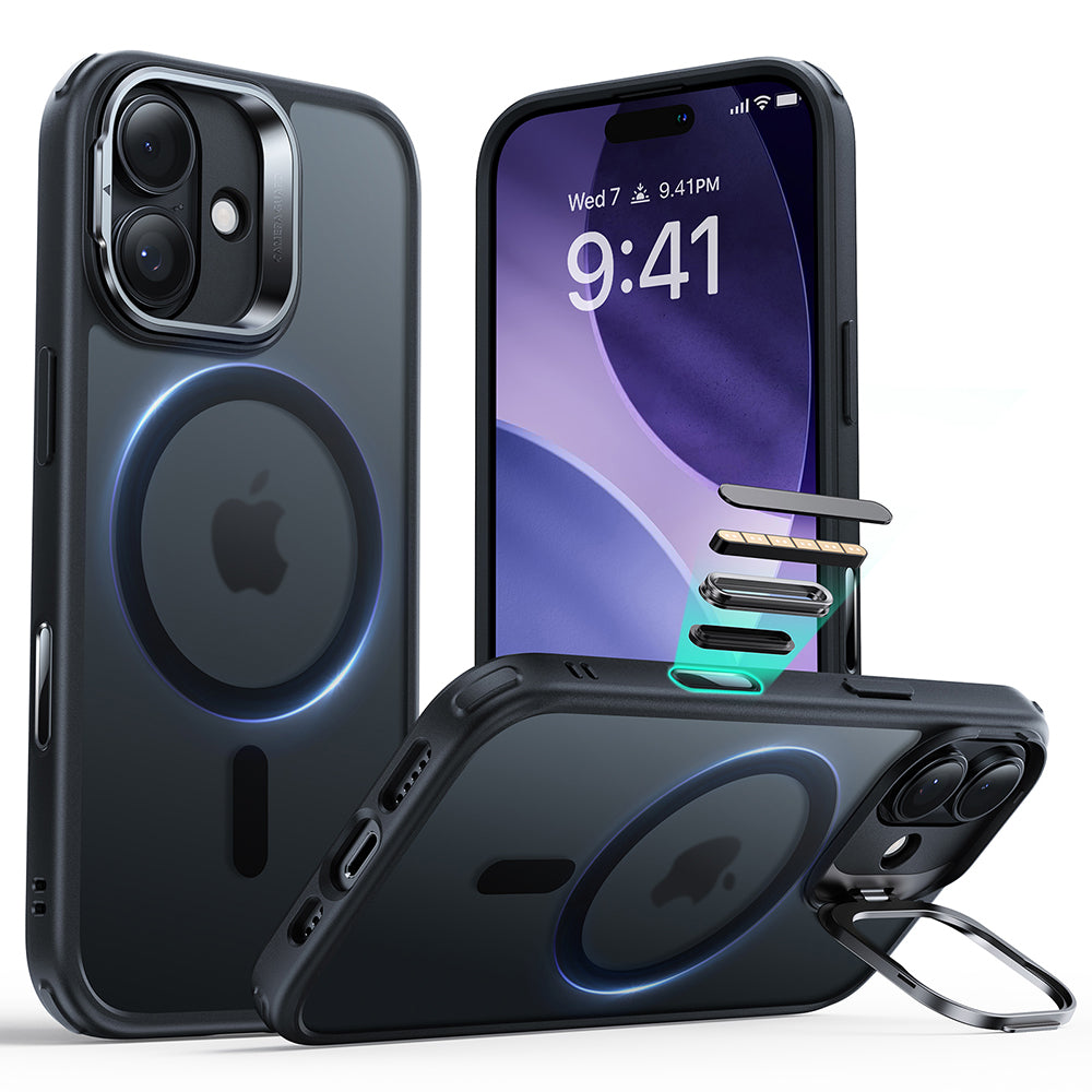 Funda MagSafe para Apple iPhone 17, ESR, Classic Hybrid Kickstand, Negra Satinada