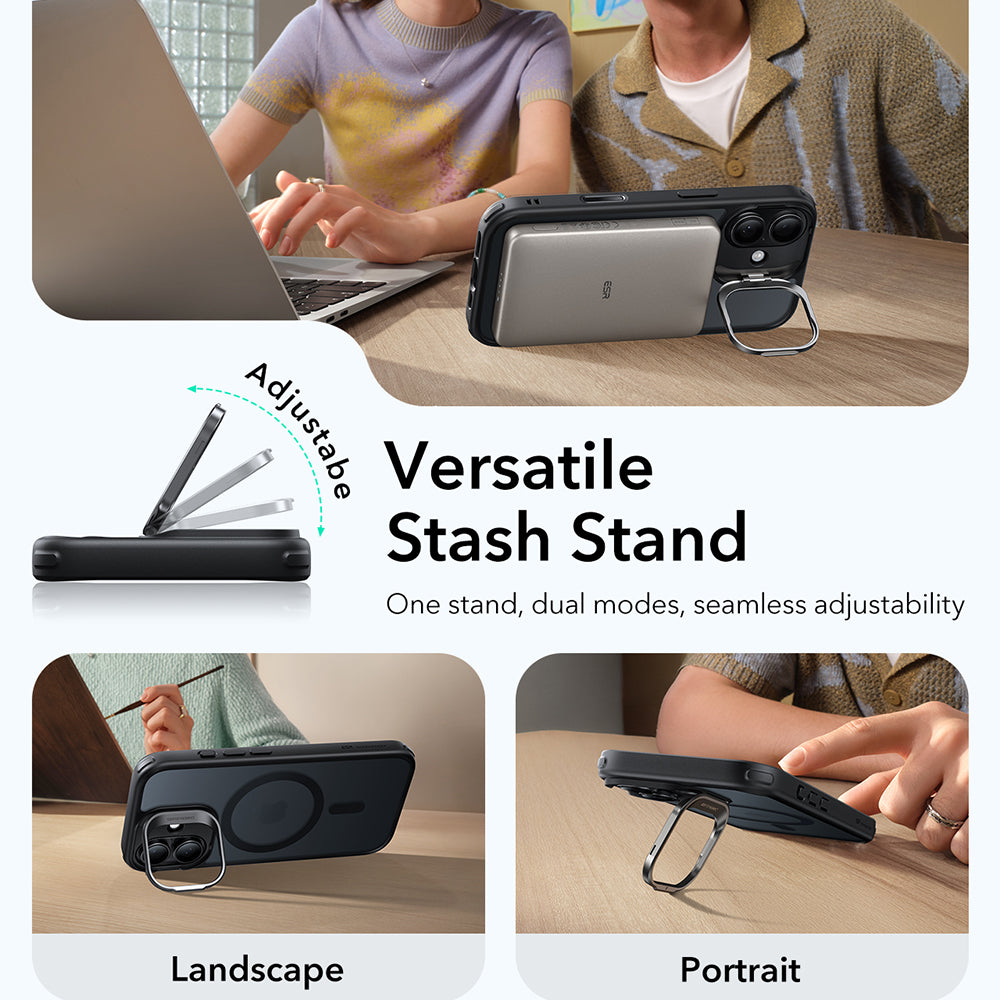 Funda MagSafe para Apple iPhone 17, ESR, Classic Hybrid Kickstand, Negra Satinada