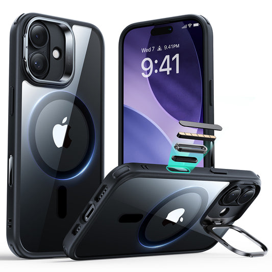 Funda MagSafe para Apple iPhone 17, ESR, Classic Hybrid Kickstand, Negra Transparente