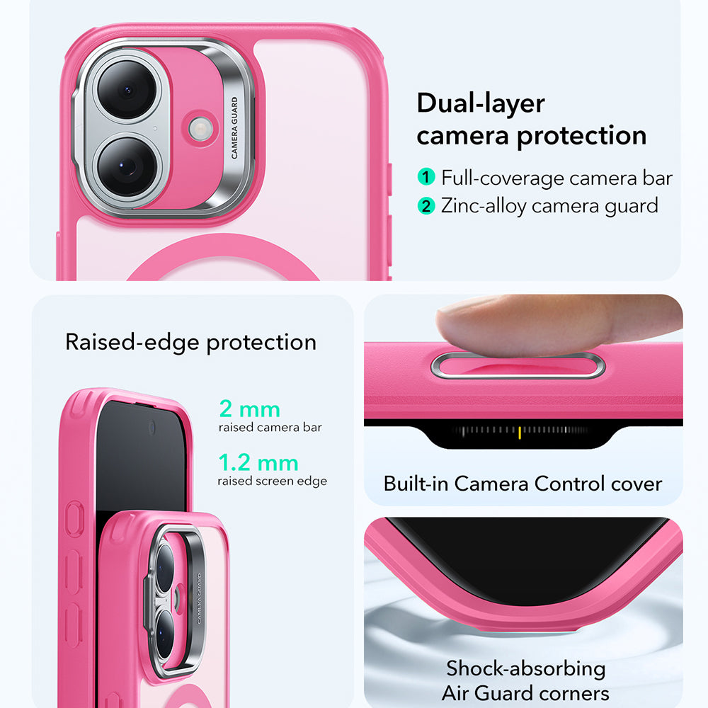 Funda MagSafe para Apple iPhone 17, ESR, Classic Hybrid Kickstand, Rosa Satinado