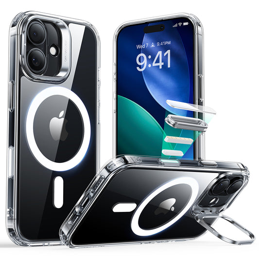 Funda MagSafe para Apple iPhone 17, ESR, Classic Hybrid Kickstand, Transparente