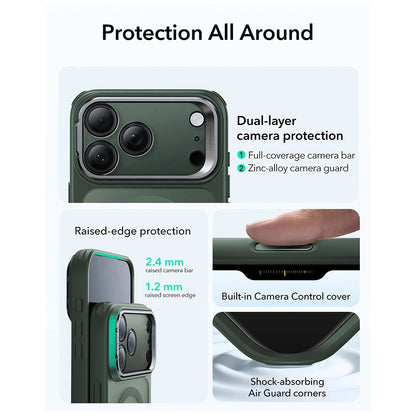 Funda MagSafe para Apple iPhone 17, ESR, Classic Hybrid Kickstand, Verde Satinado