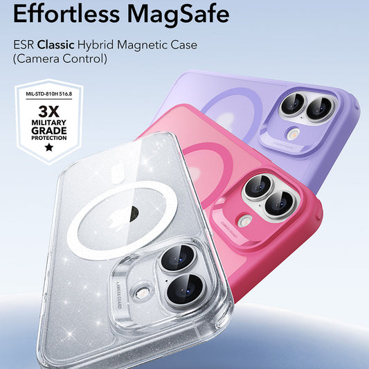 Funda MagSafe para Apple iPhone 17, ESR, Classic Hybrid Shimmer, Transparente