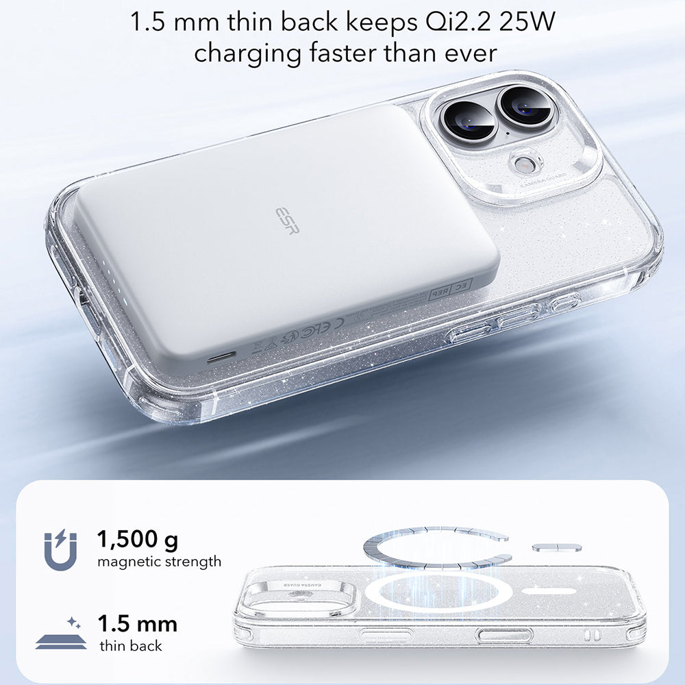 Funda MagSafe para Apple iPhone 17, ESR, Classic Hybrid Shimmer, Transparente