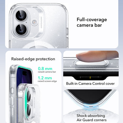 Funda MagSafe para Apple iPhone 17, ESR, Classic Hybrid Shimmer, Transparente