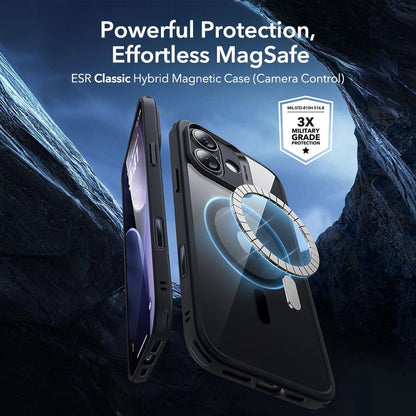 MagSafe Case for Apple iPhone 17, ESR, Classic Hybrid with Screen Protector, Black Transparent