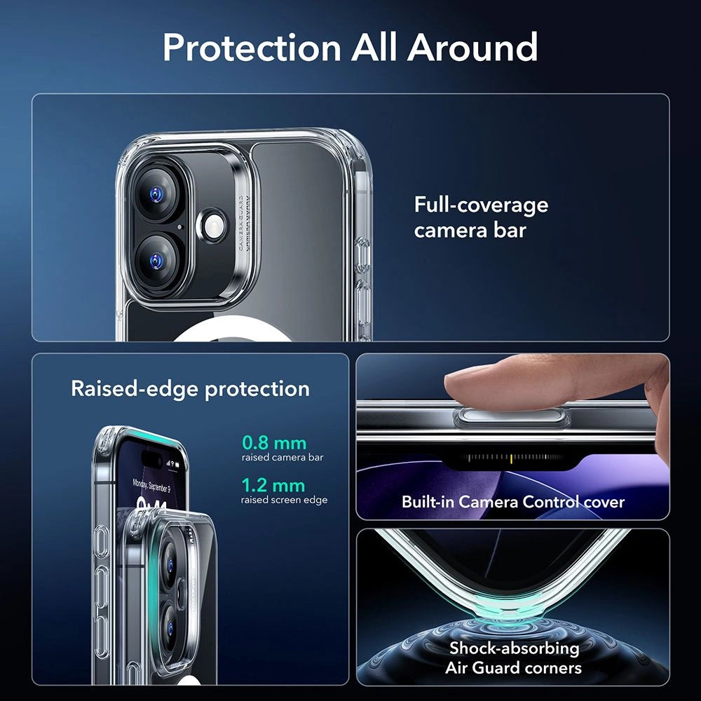 Funda MagSafe para Apple iPhone 17, ESR, Classic Hybrid con Protector de Pantalla, Transparente