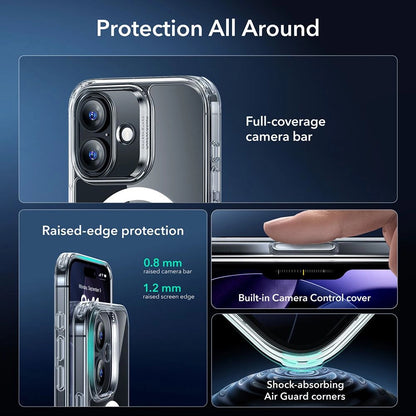 Funda MagSafe para Apple iPhone 17, ESR, Classic Hybrid con Protector de Pantalla, Transparente