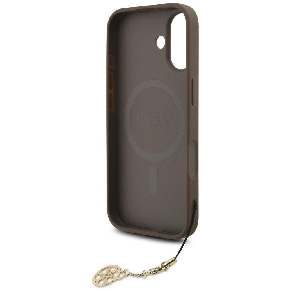 Funda MagSafe para Apple iPhone 17, Guess, 4G Charm Cradle, Marrón