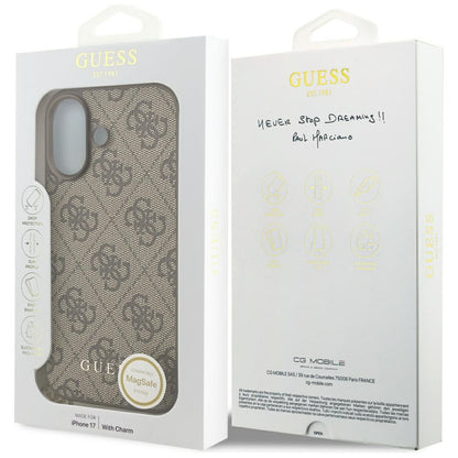 Funda MagSafe para Apple iPhone 17, Guess, 4G Charm Cradle, Marrón