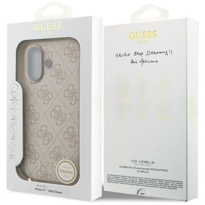 Funda MagSafe para Apple iPhone 17, Guess, 4G Charm Cradle, Rosa
