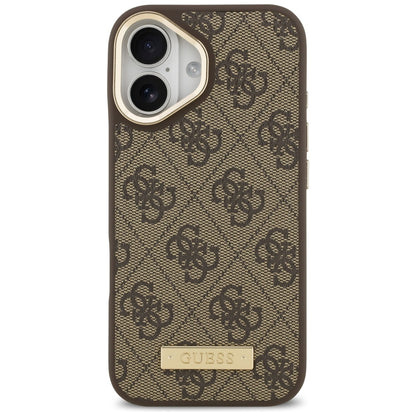 Funda MagSafe para Apple iPhone 17, Guess, 4G Logo Plate, Marrón