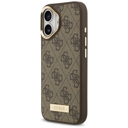Funda MagSafe para Apple iPhone 17, Guess, 4G Logo Plate, Marrón