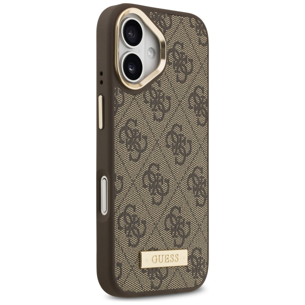 Funda MagSafe para Apple iPhone 17, Guess, 4G Logo Plate, Marrón