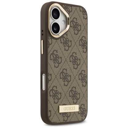 Funda MagSafe para Apple iPhone 17, Guess, 4G Logo Plate, Marrón