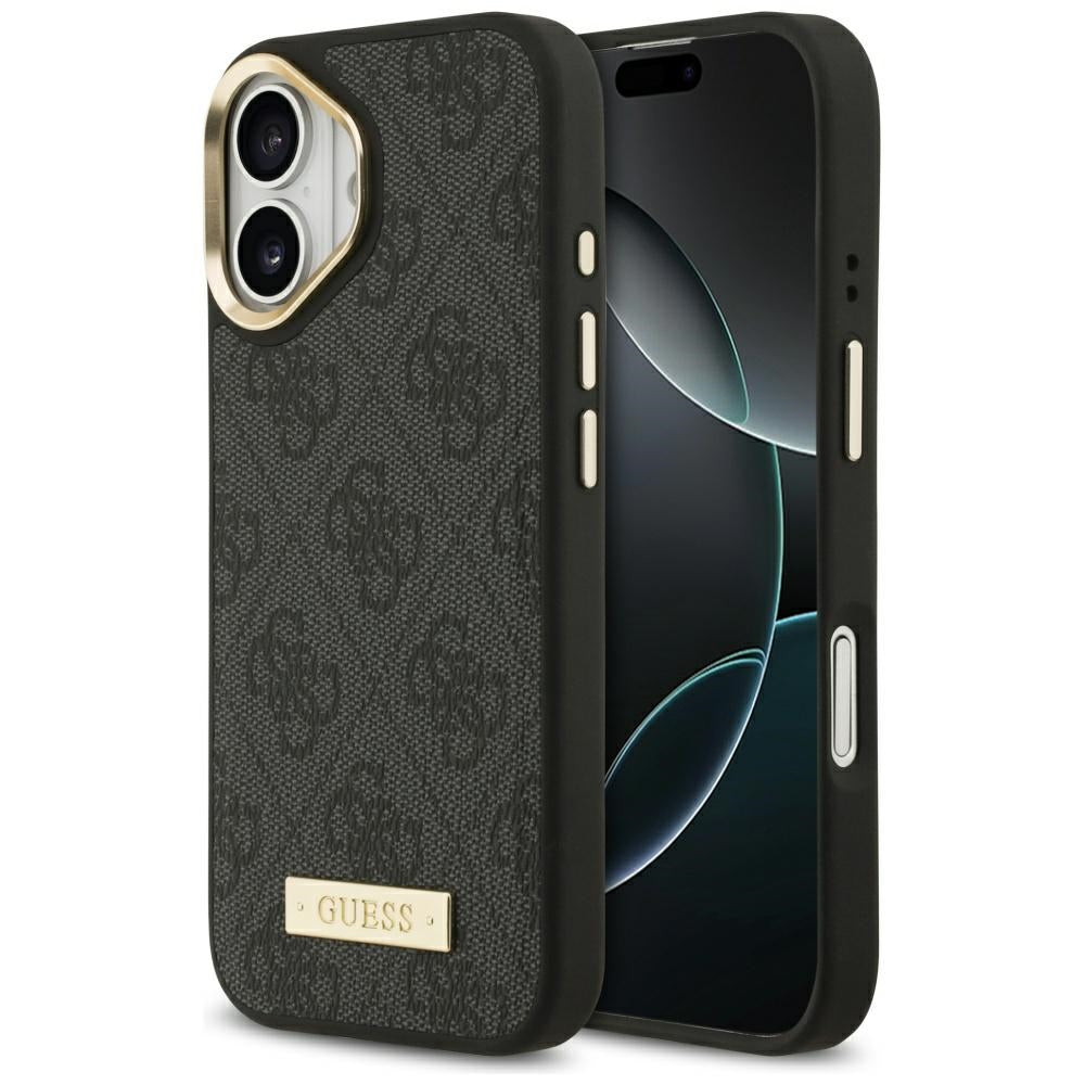 Funda MagSafe para Apple iPhone 17, Guess, Placa con Logo 4G, Negra