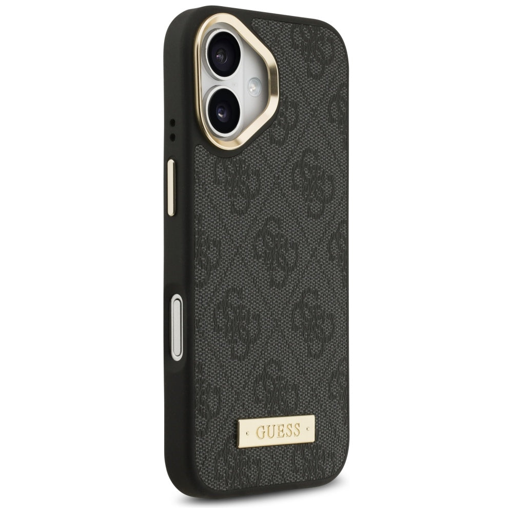Funda MagSafe para Apple iPhone 17, Guess, Placa con Logo 4G, Negra