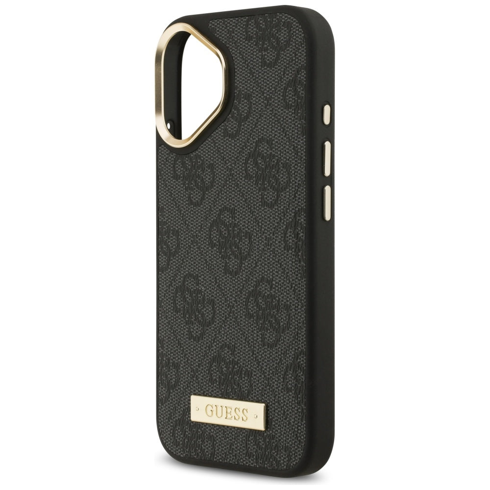 Funda MagSafe para Apple iPhone 17, Guess, Placa con Logo 4G, Negra