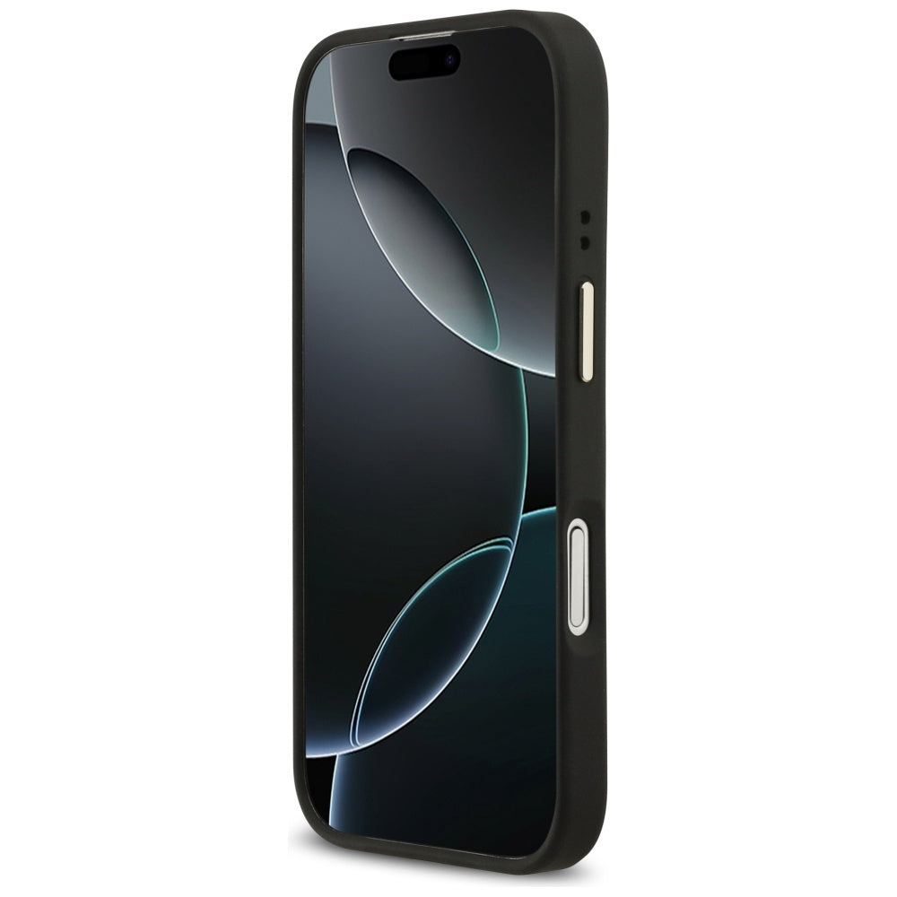 Funda MagSafe para Apple iPhone 17, Guess, Placa con Logo 4G, Negra