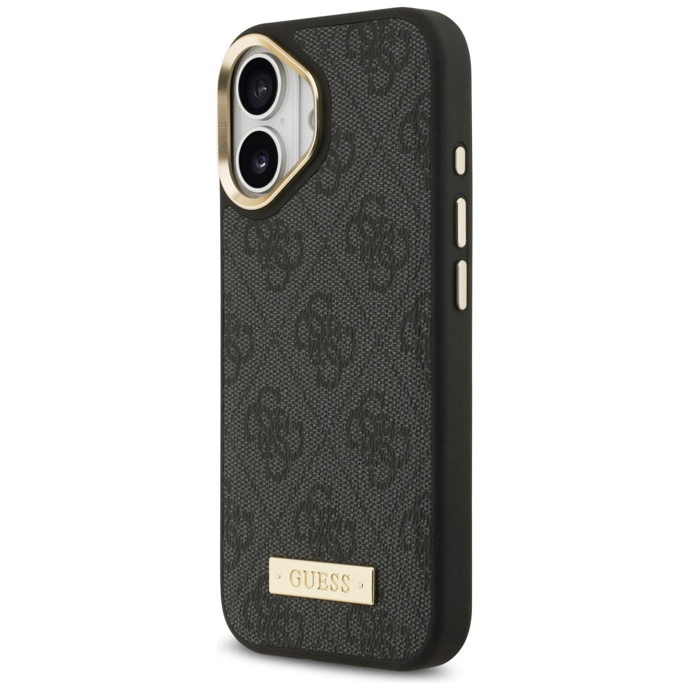 Funda MagSafe para Apple iPhone 17, Guess, Placa con Logo 4G, Negra