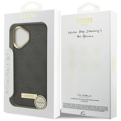 Funda MagSafe para Apple iPhone 17, Guess, Placa con Logo 4G, Negra
