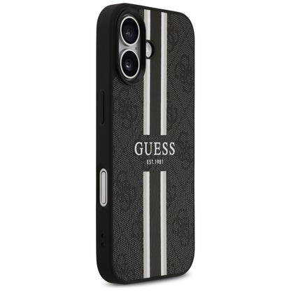 Funda MagSafe para Apple iPhone 17, Guess, 4G Printed Stripes, Negra