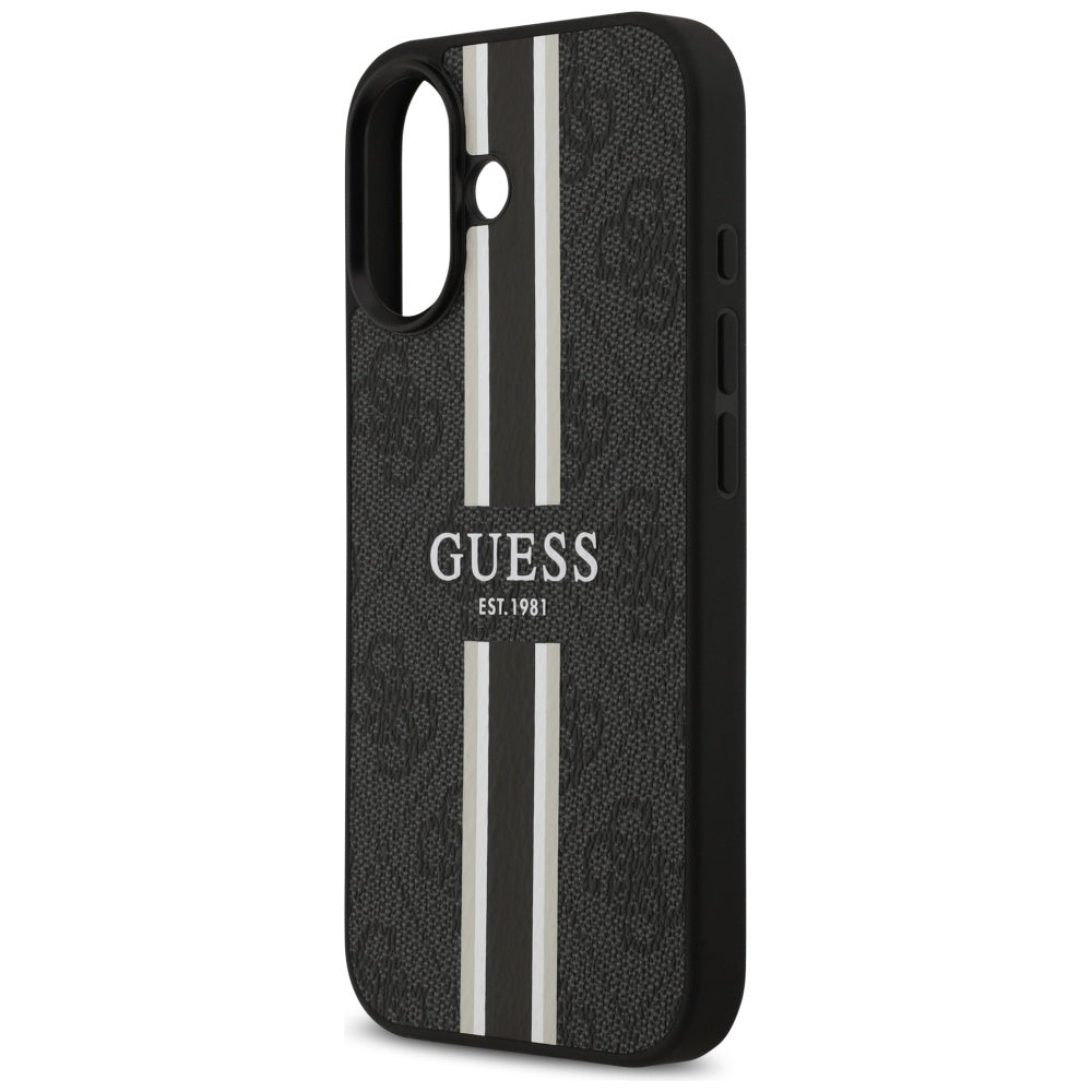 Funda MagSafe para Apple iPhone 17, Guess, 4G Printed Stripes, Negra