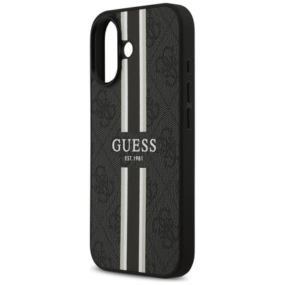 Funda MagSafe para Apple iPhone 17, Guess, 4G Printed Stripes, Negra