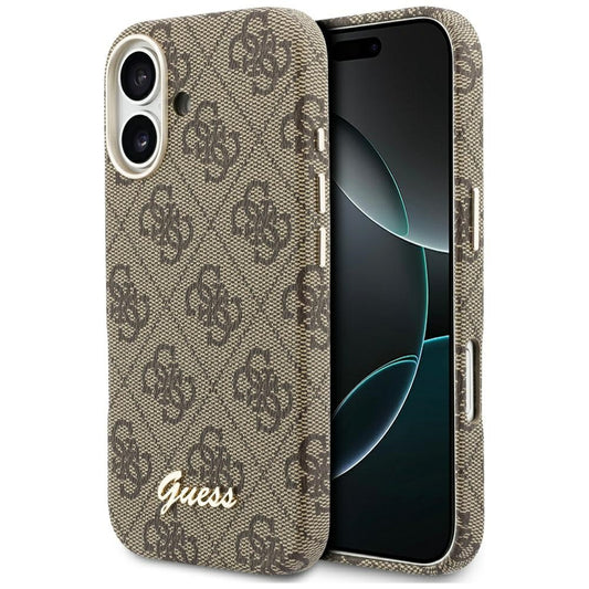 Funda MagSafe para Apple iPhone 17, Guess, 4G Script Logo, Marrón