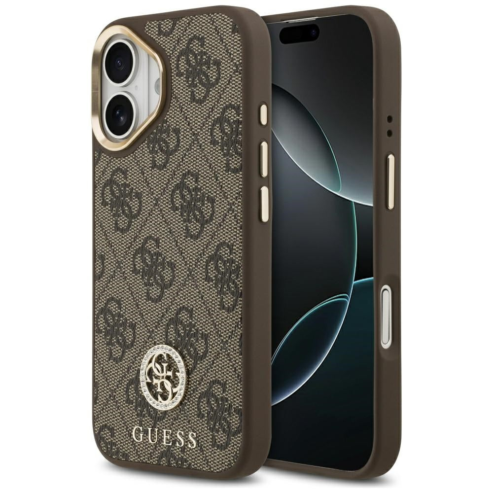 Funda MagSafe para Apple iPhone 17, Guess, 4G Strass Logo, Marrón
