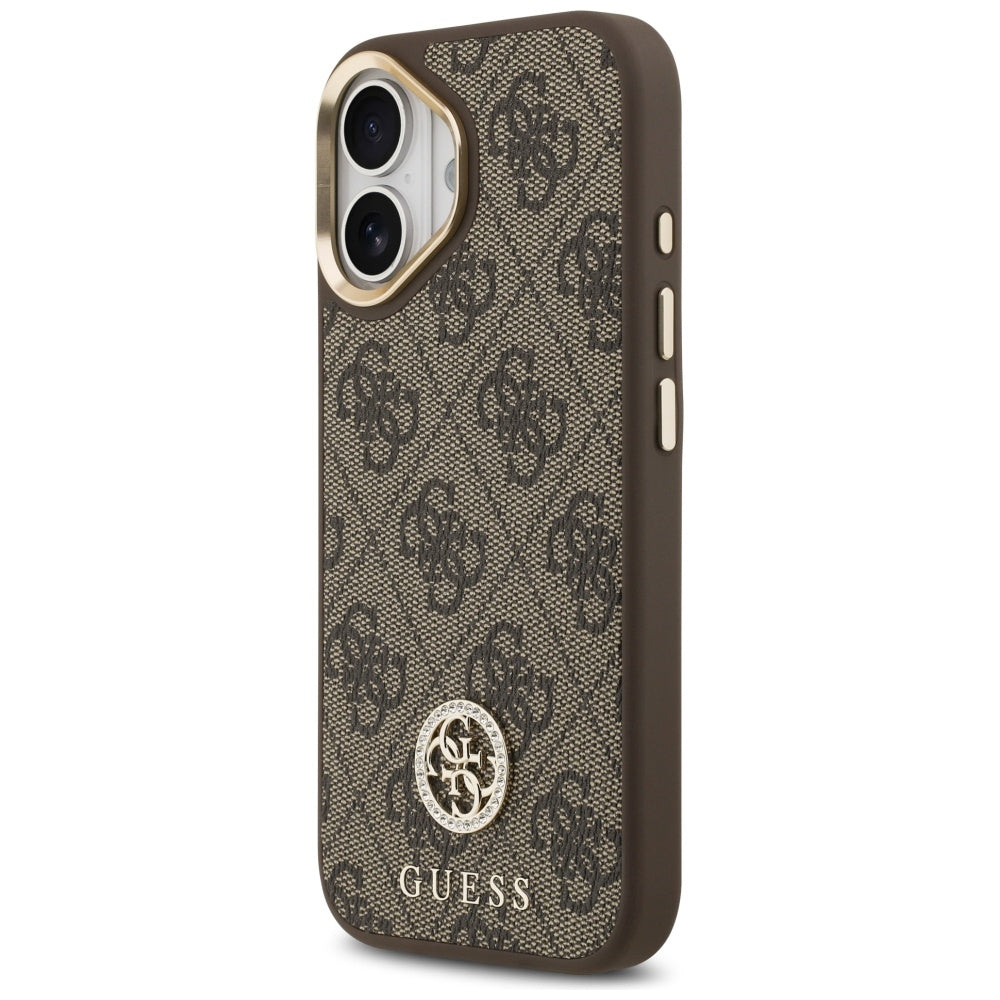Funda MagSafe para Apple iPhone 17, Guess, 4G Strass Logo, Marrón