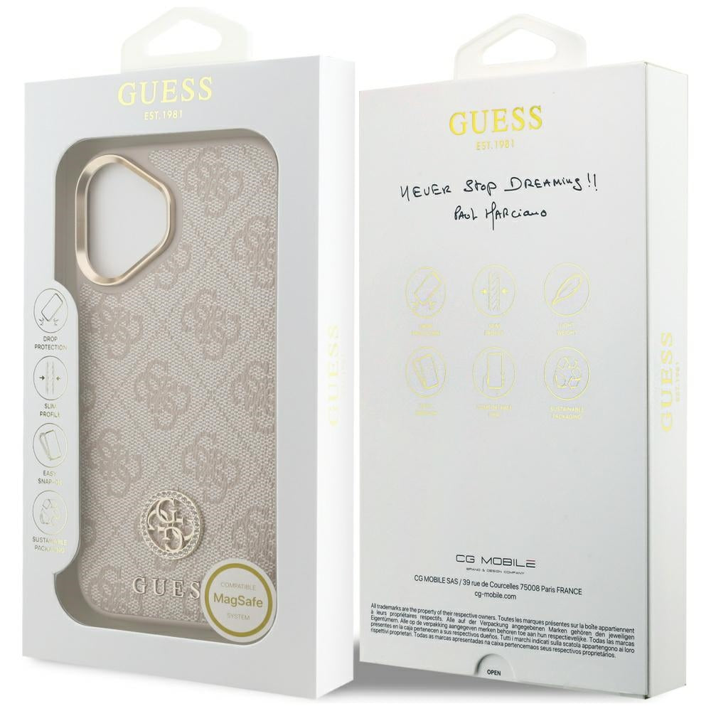 Funda MagSafe para Apple iPhone 17, Guess, 4G Strass Logo, Rosa