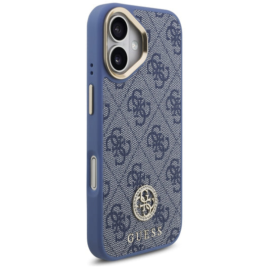Funda MagSafe para Apple iPhone 17, Guess, 4G Strass Logo with Big Strap, Azul