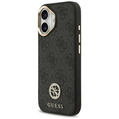 Funda MagSafe para Apple iPhone 17, Guess, 4G Strass Logo con Correa Grande, Negra
