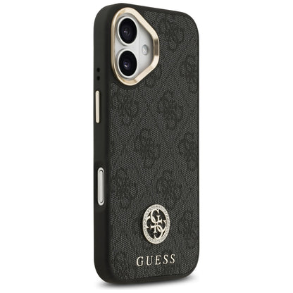 Funda MagSafe para Apple iPhone 17, Guess, 4G Strass Logo con Correa Grande, Negra